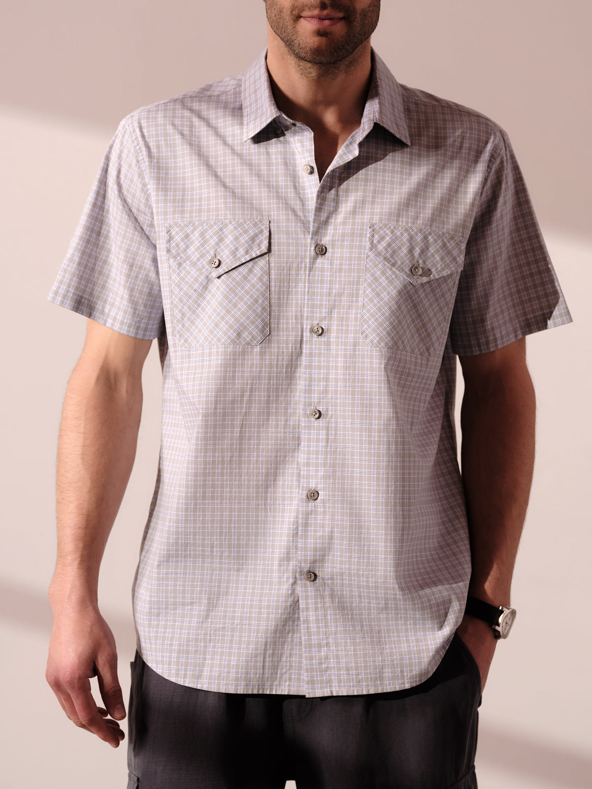 Chemise à manches courtes et double poche