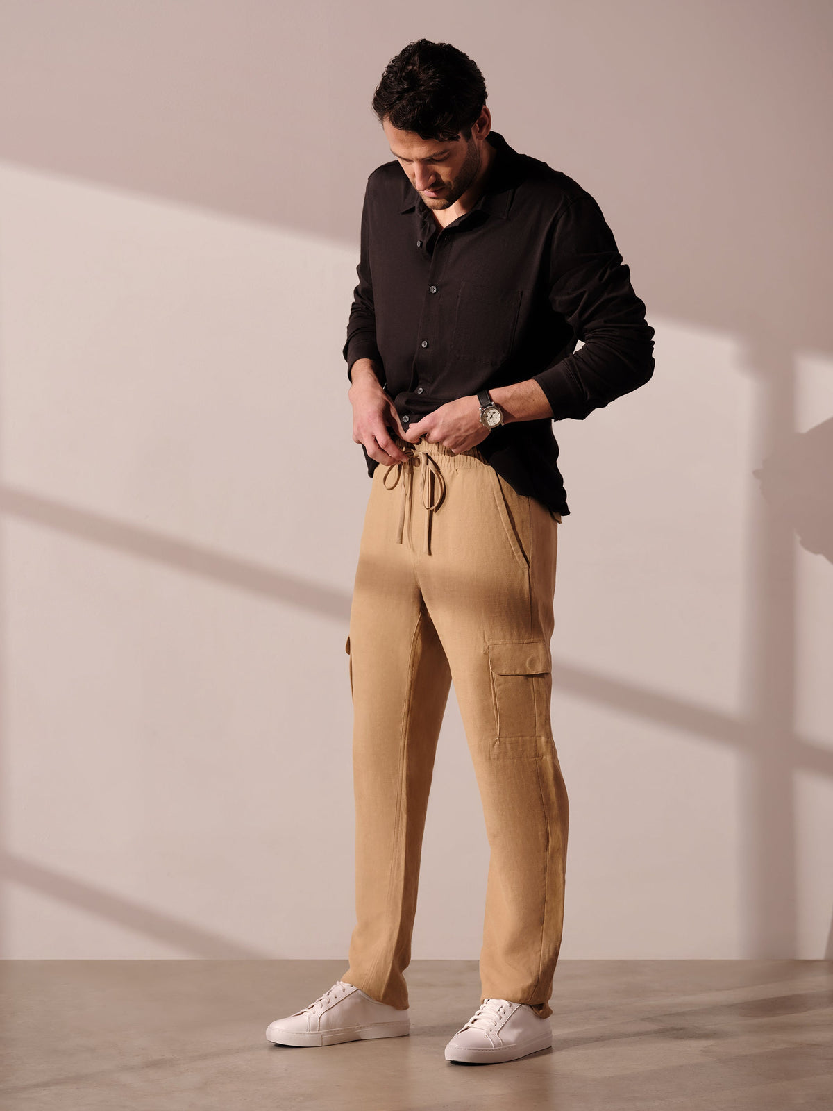 Pantalon cargo à cordon de serrage