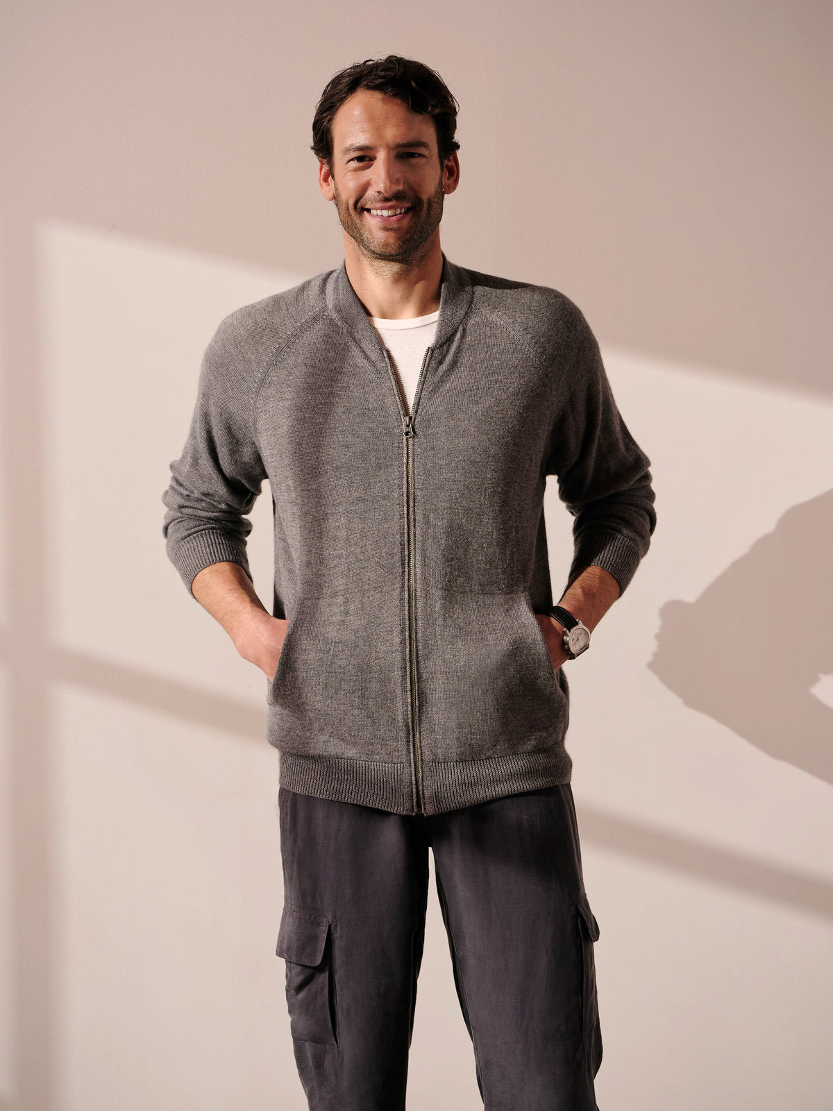 Cardigan zippé en cachemire