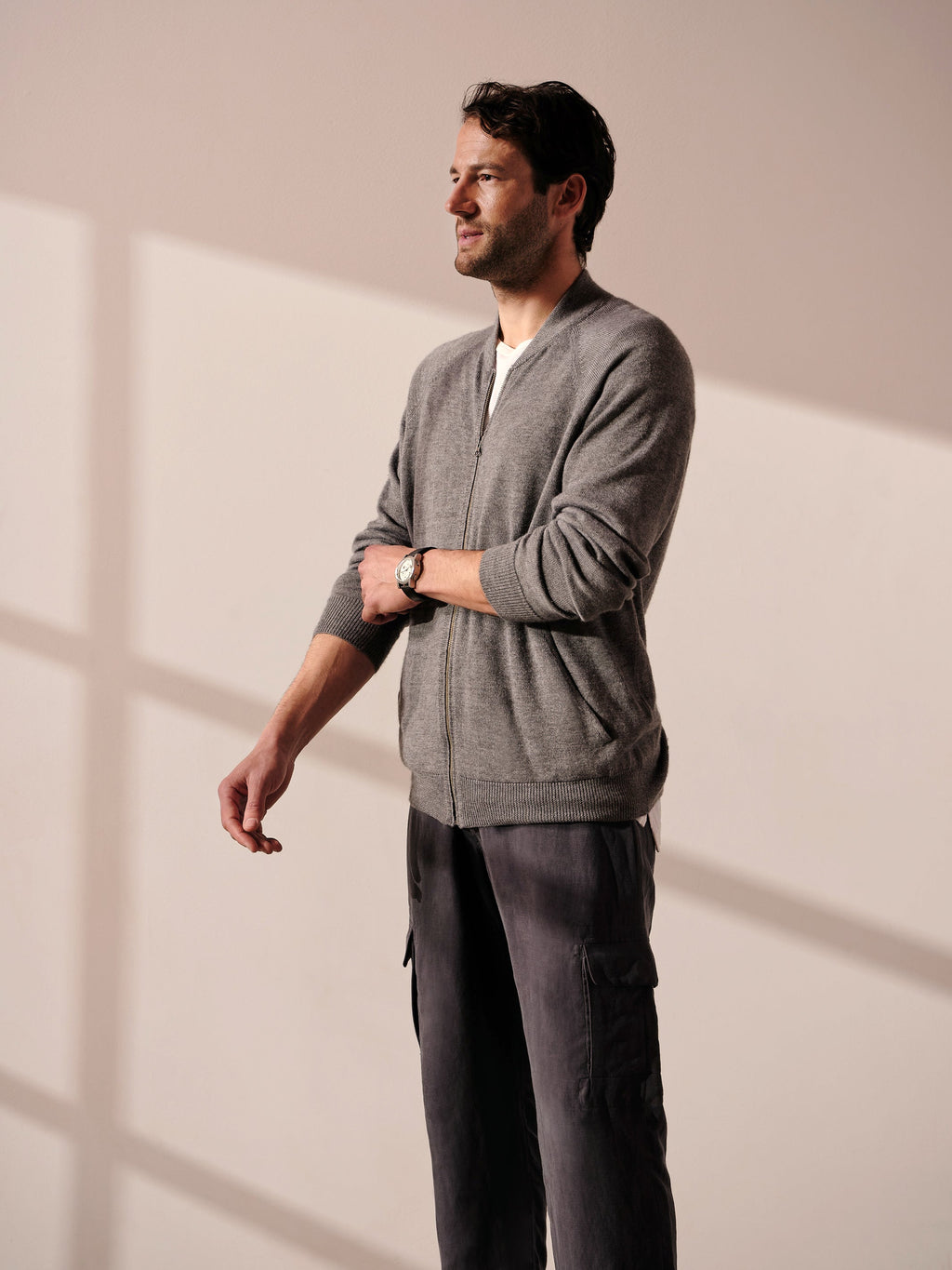 Cardigan zippé en cachemire