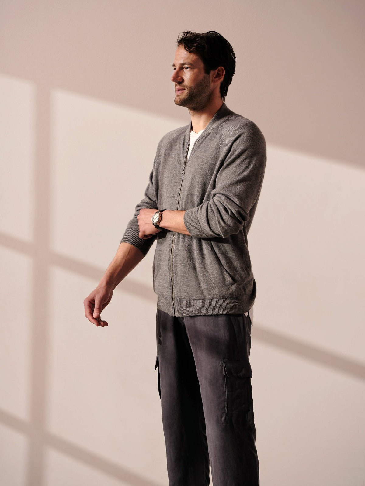 Cardigan zippé en cachemire