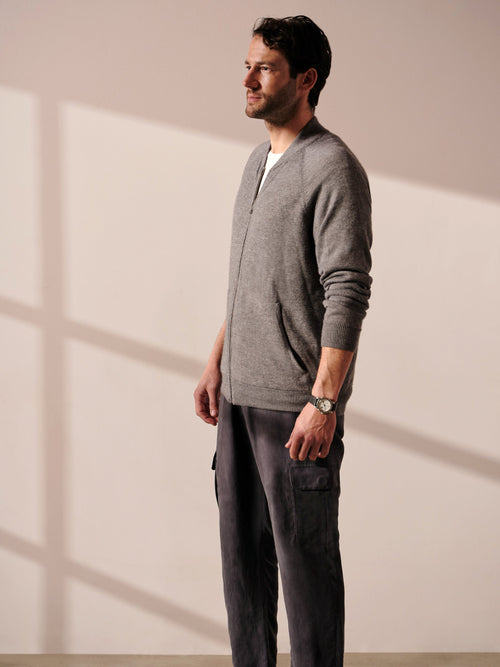 Cardigan zippé en cachemire