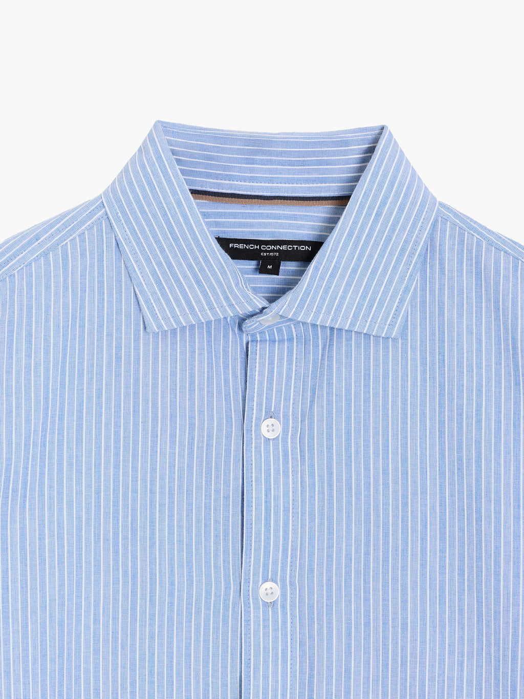 Chemise boutonnée à manches longues en coton rayé bleu