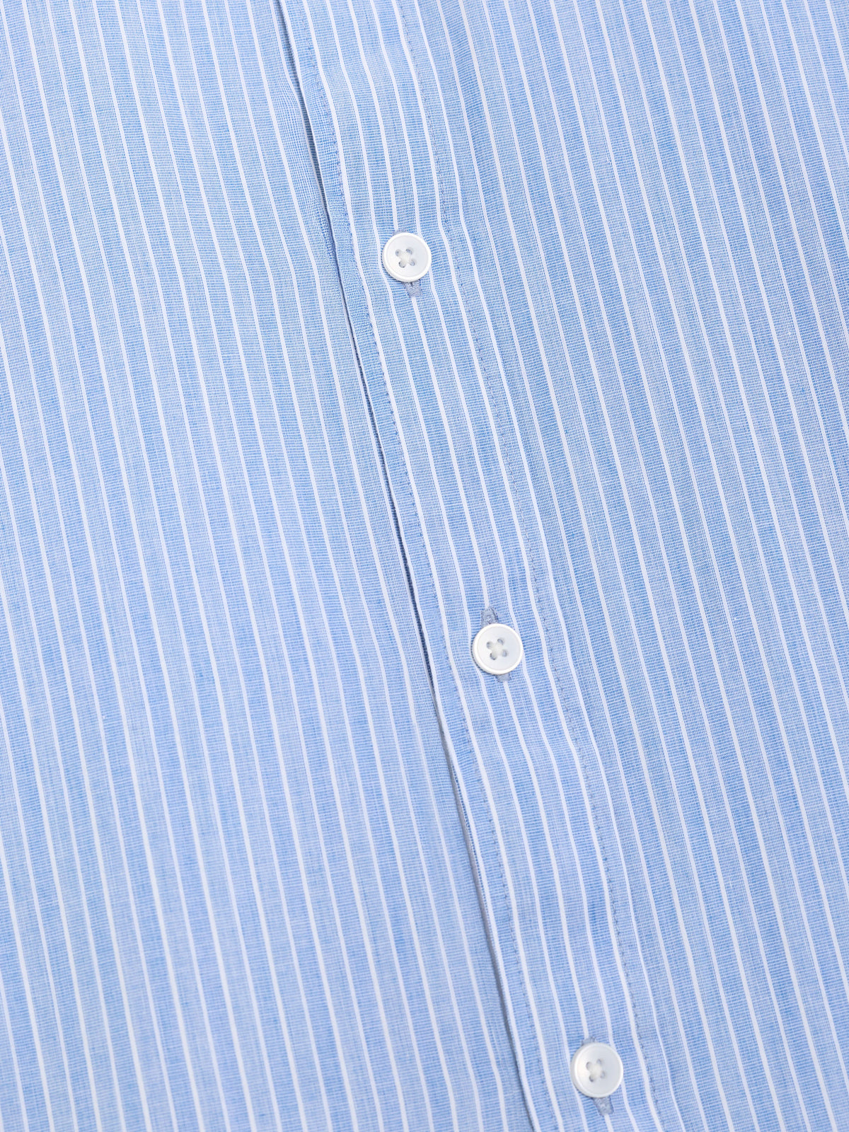 Chemise boutonnée à manches longues en coton rayé bleu