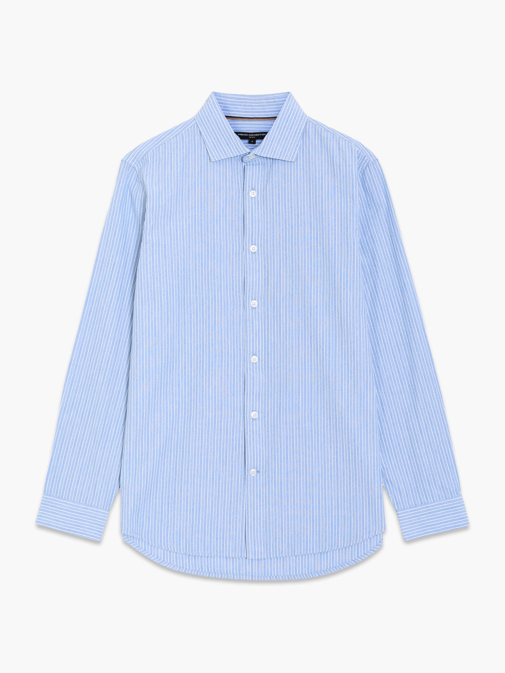 Chemise boutonnée à manches longues en coton rayé bleu
