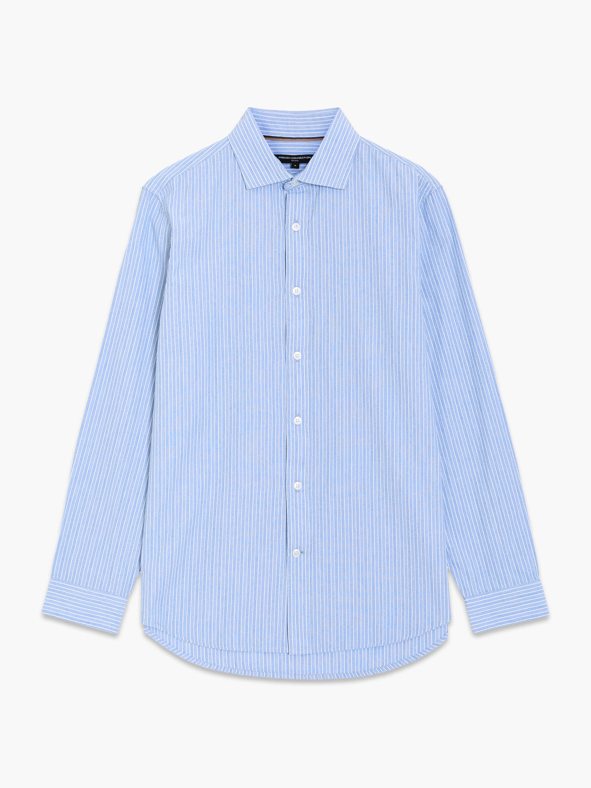Chemise boutonnée à manches longues en coton rayé bleu