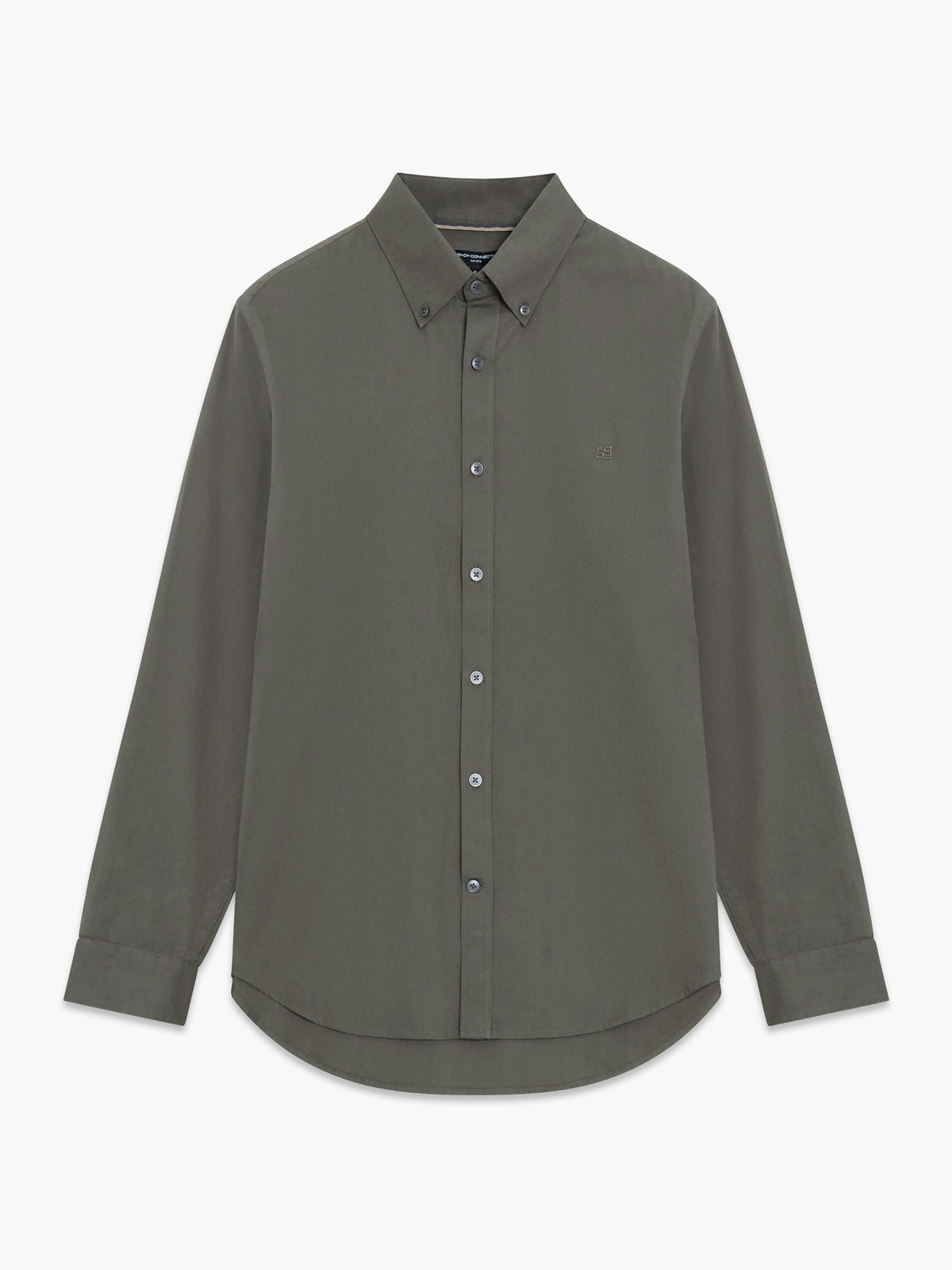 Chemise Oxford à manches longues en twill kaki