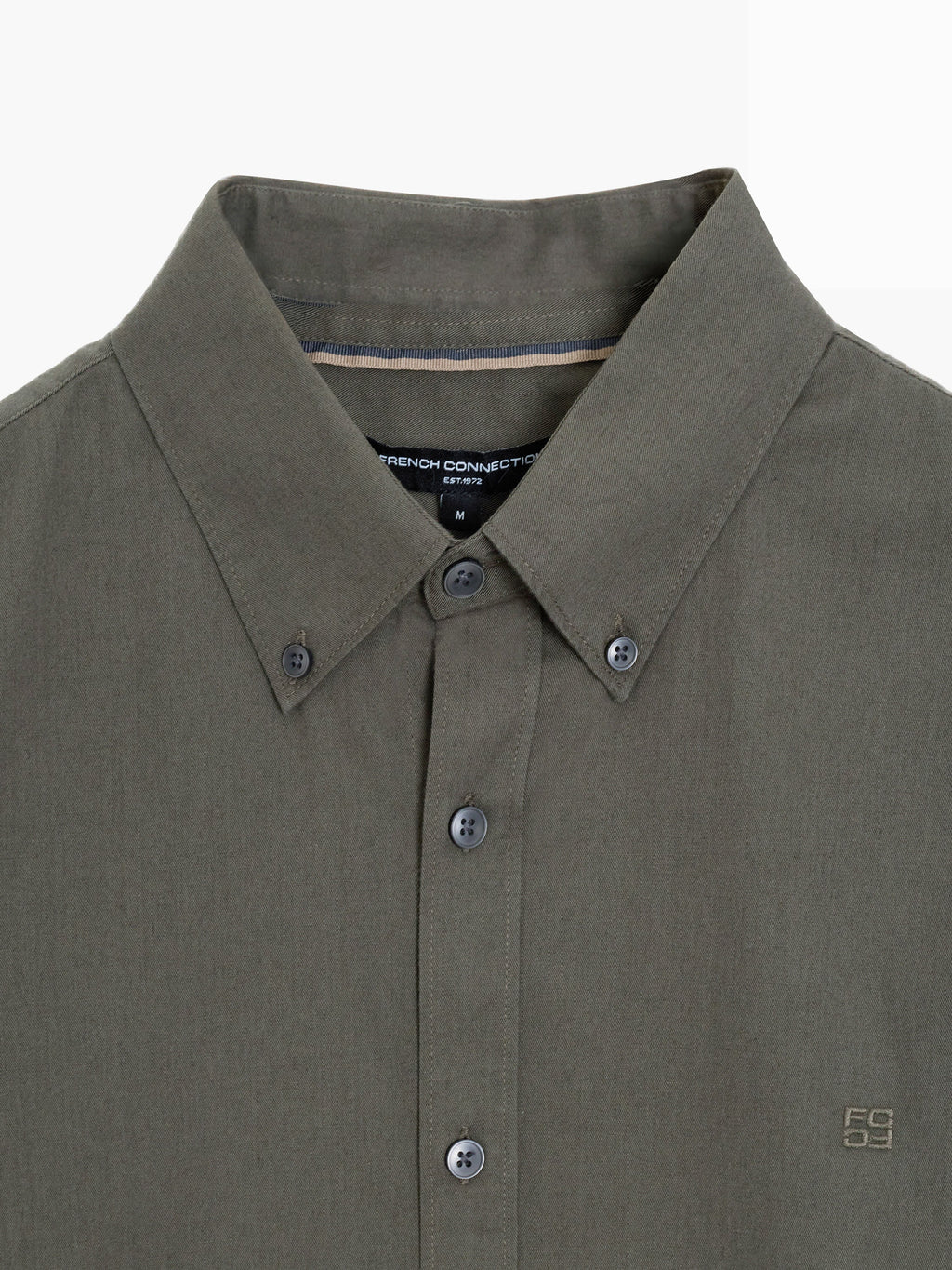 Chemise Oxford à manches longues en twill kaki