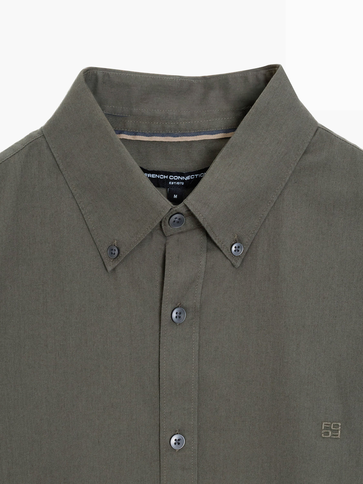 Chemise Oxford à manches longues en twill kaki