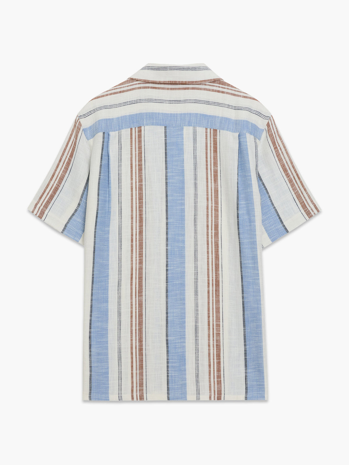 Chemise à col Revere à rayures multiples et manches courtes