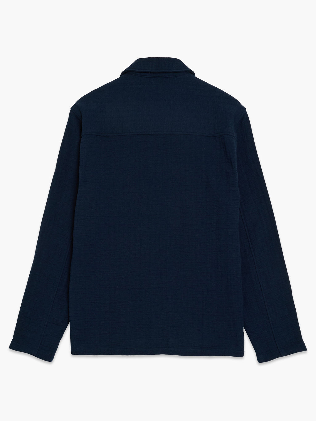 Chemise en toile texturée à rayures à manches longues bleu marine