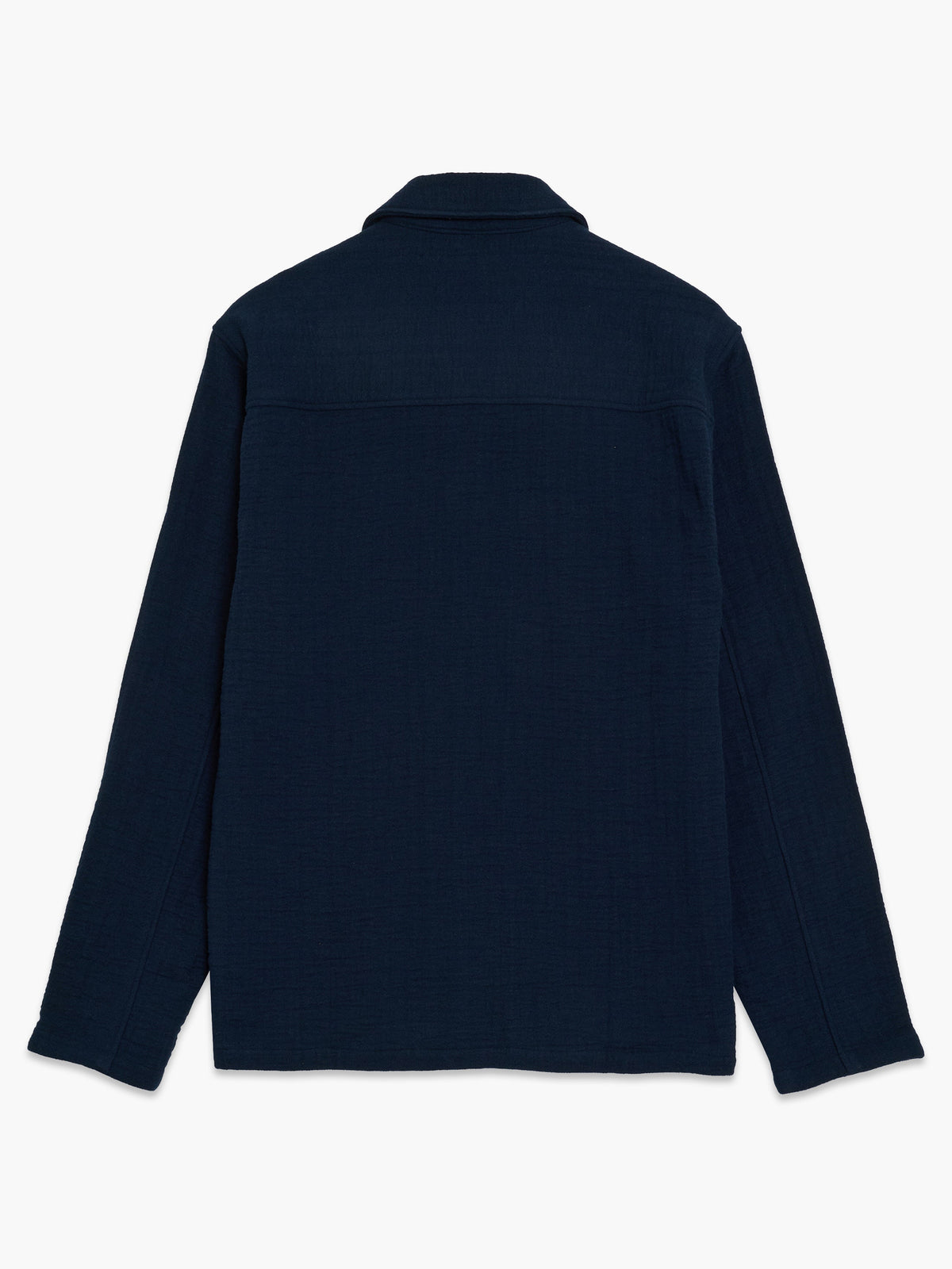 Chemise en toile texturée à rayures à manches longues bleu marine