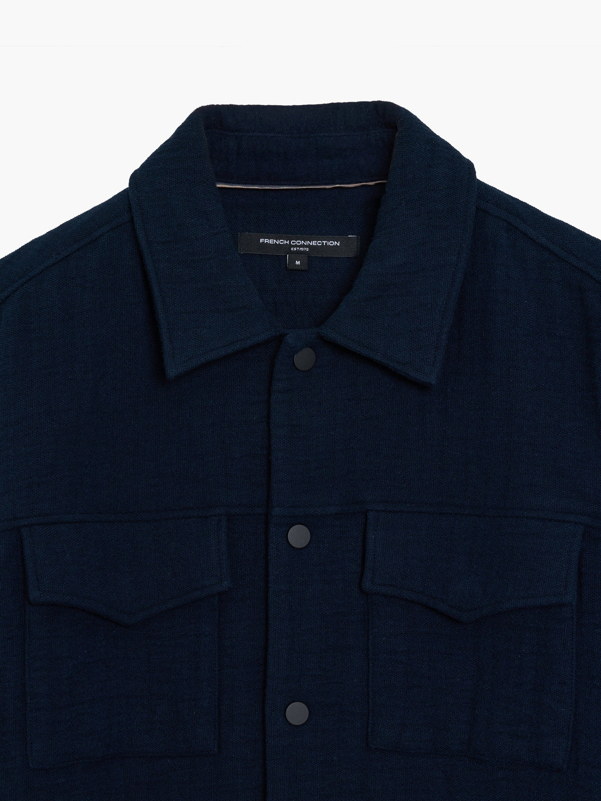 Chemise en toile texturée à rayures à manches longues bleu marine