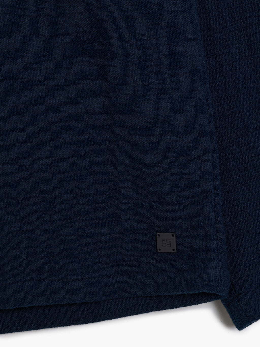 Chemise en toile texturée à rayures à manches longues bleu marine