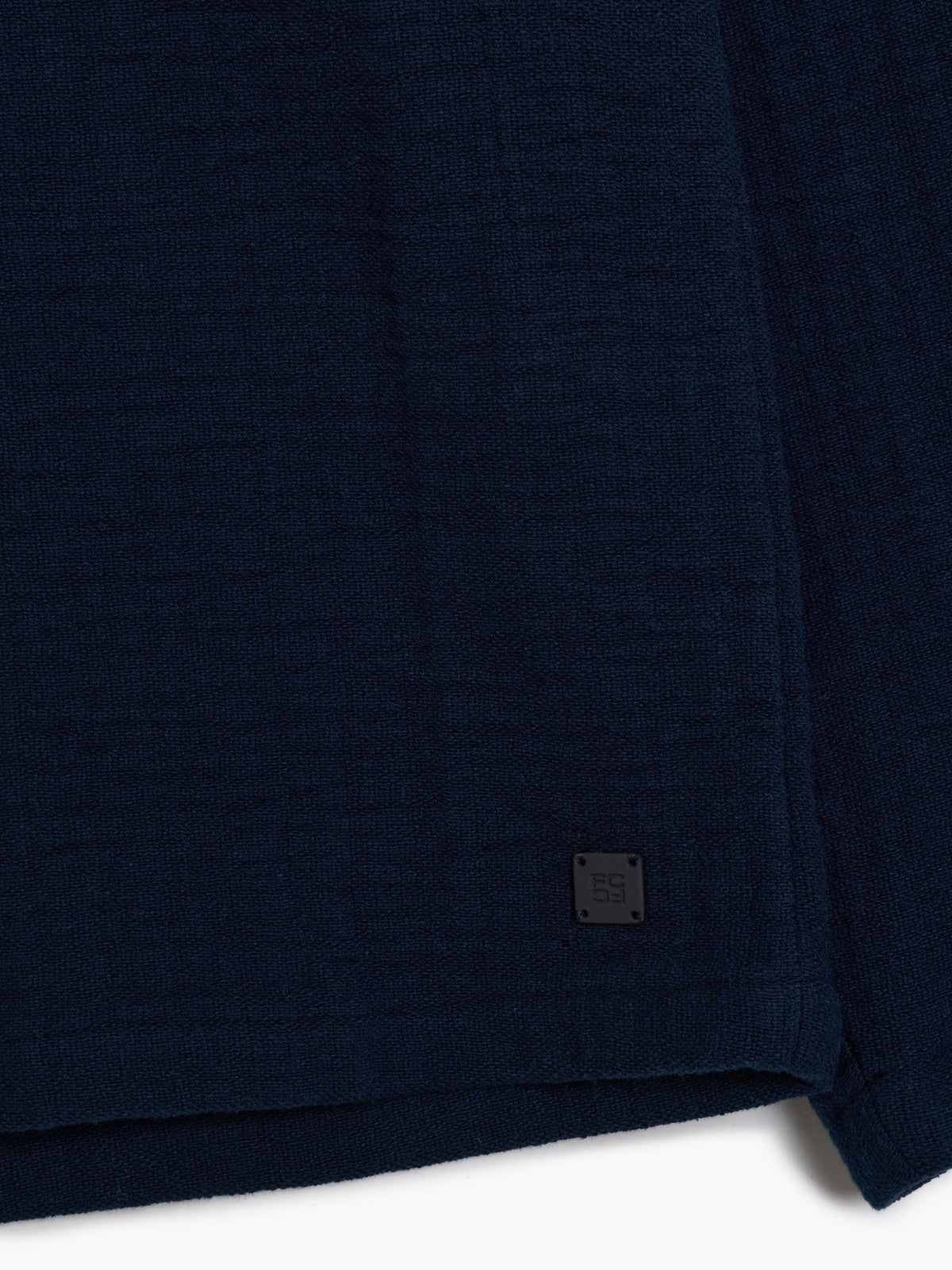 Chemise en toile texturée à rayures à manches longues bleu marine