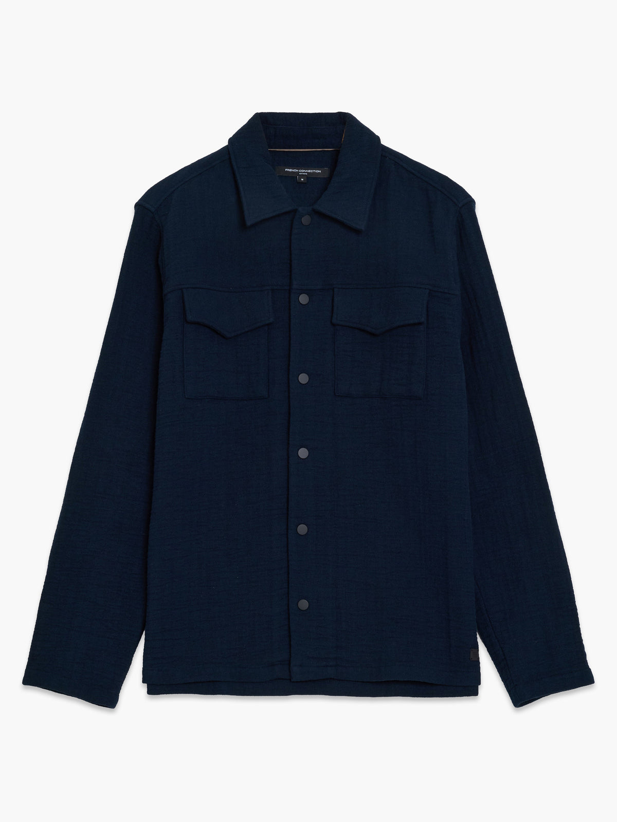 Chemise en toile texturée à rayures à manches longues bleu marine
