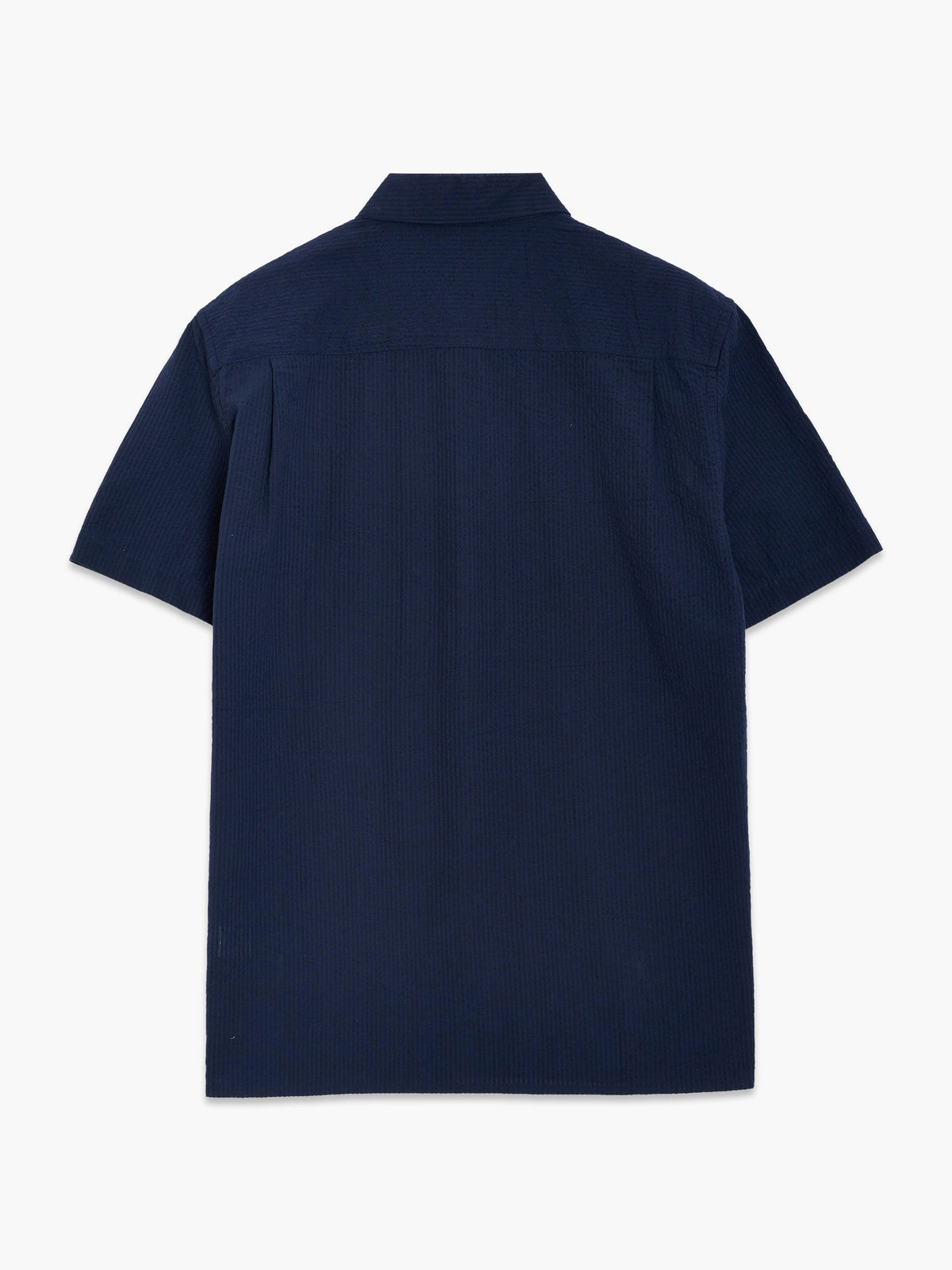 Chemise en seersucker bleu foncé à manches courtes