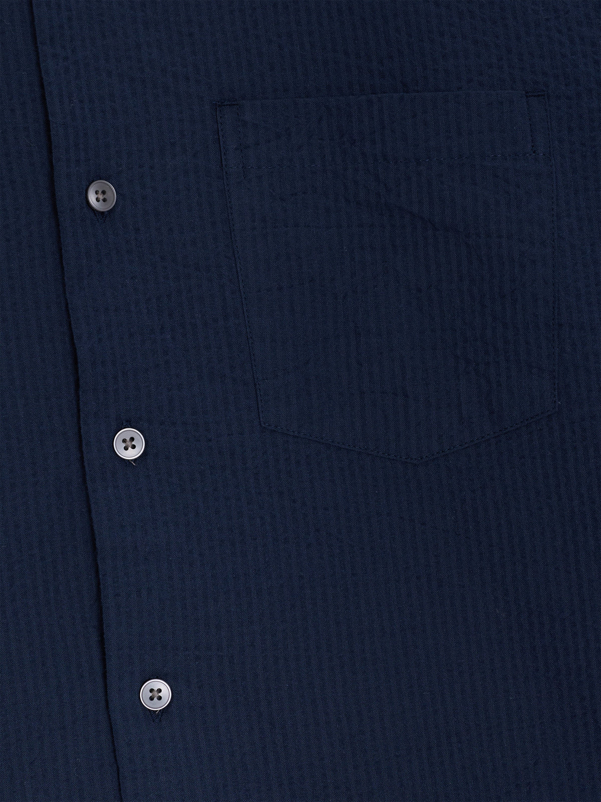 Chemise en seersucker bleu foncé à manches courtes
