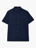 Chemise en seersucker bleu foncé à manches courtes
