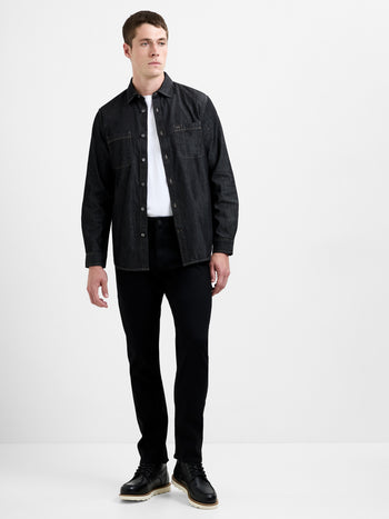 Chemise en jean coupe droite à manches longues