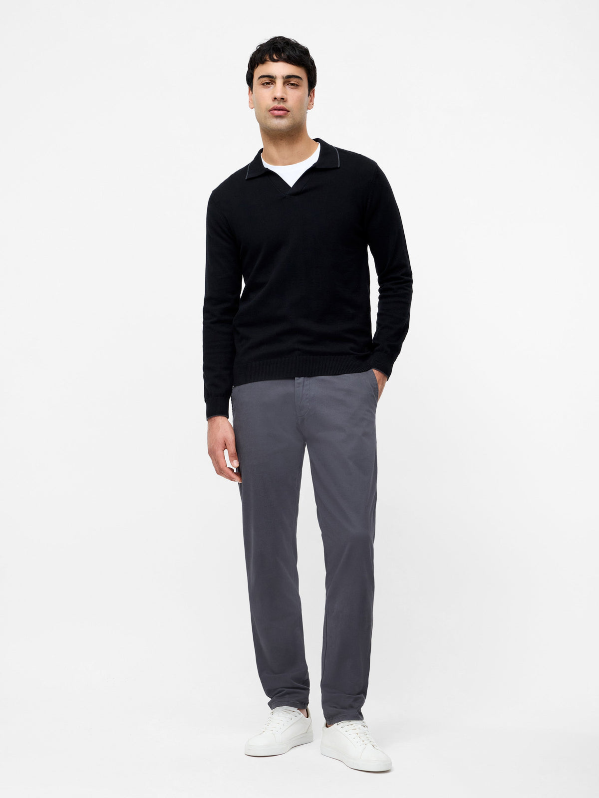 Pantalon Chino en Coton Extensible, Coupe Droite, Entrejambe 32 pouces