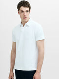 Polo blanc en maille ajourée à manches courtes
