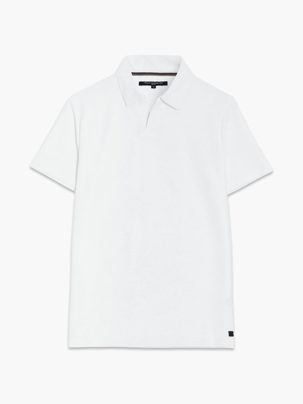 Polo blanc en maille ajourée à manches courtes