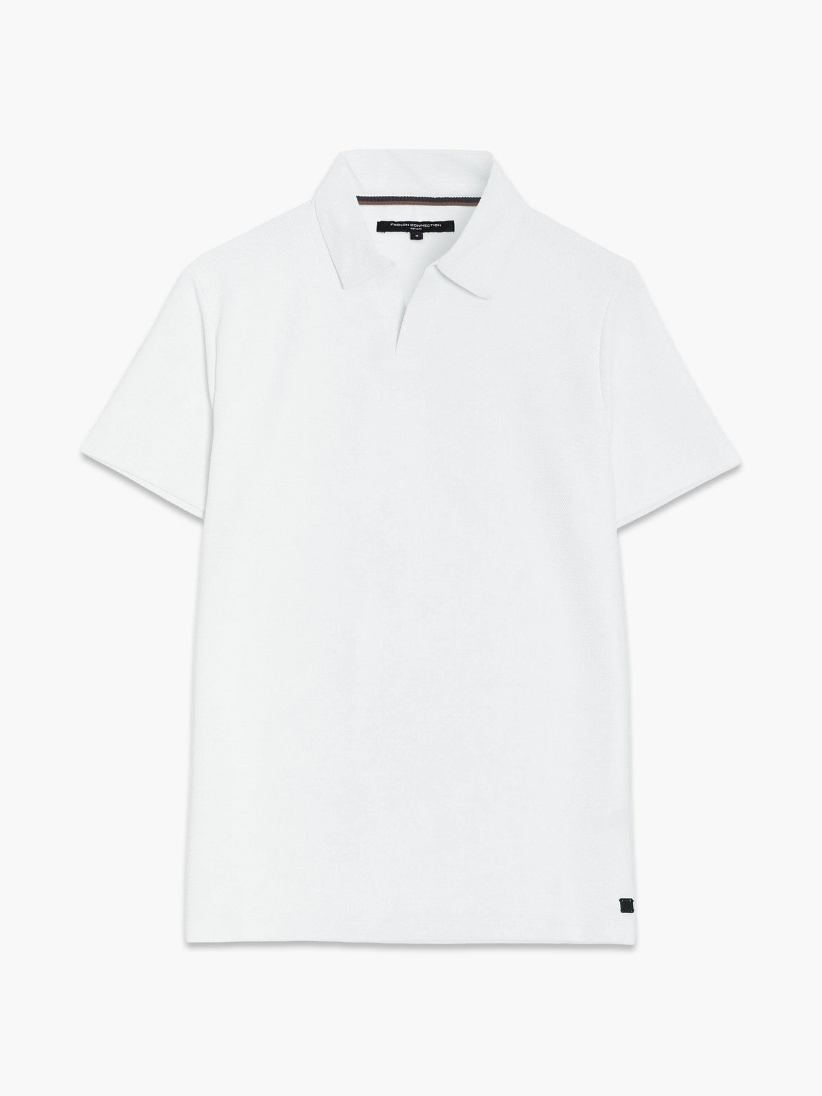 Polo blanc en maille ajourée à manches courtes