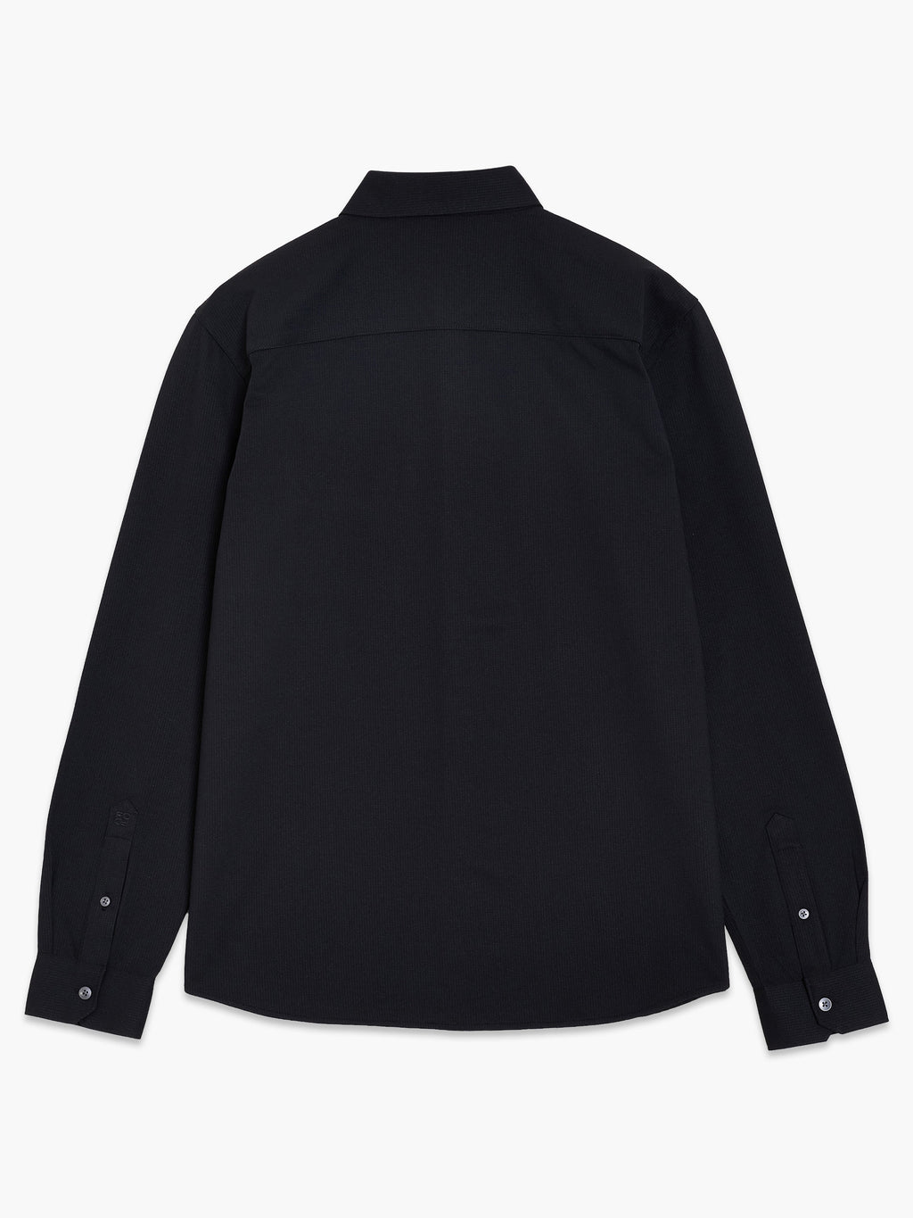 Chemise noire texturée à manches longues et poche