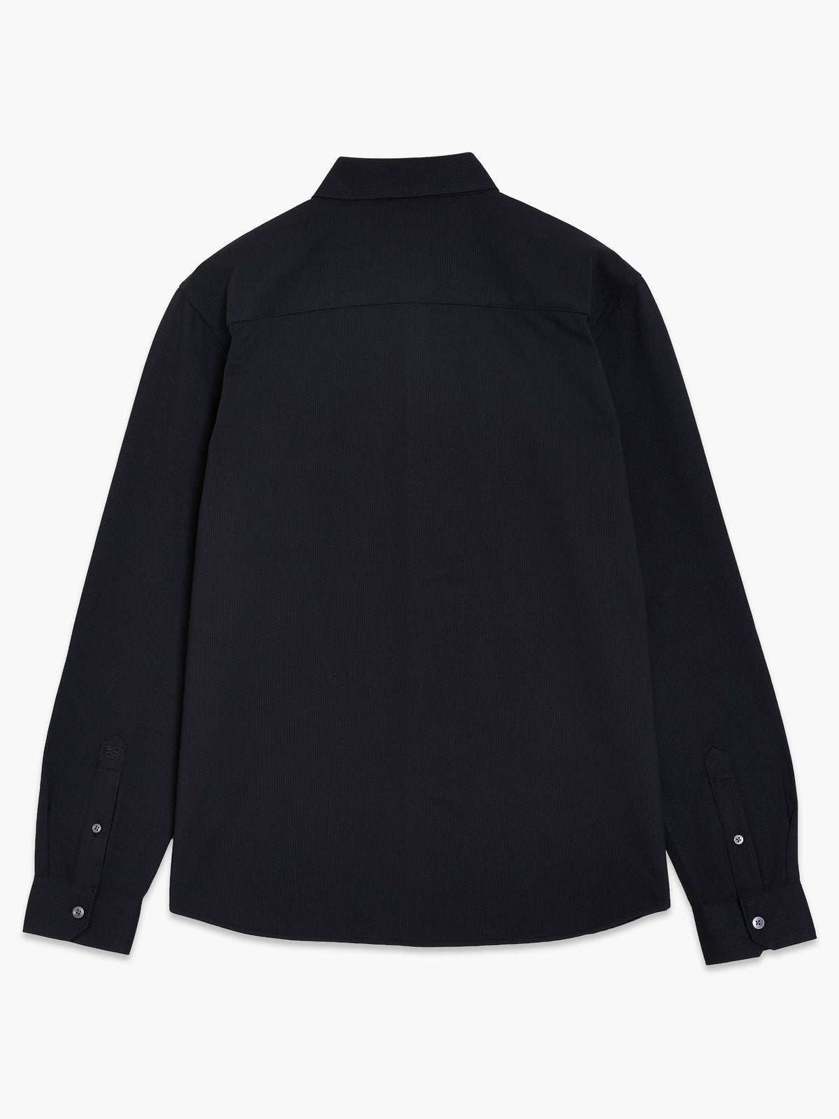 Chemise noire texturée à manches longues et poche