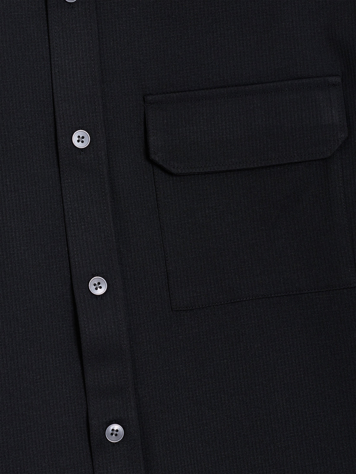 Chemise noire texturée à manches longues et poche