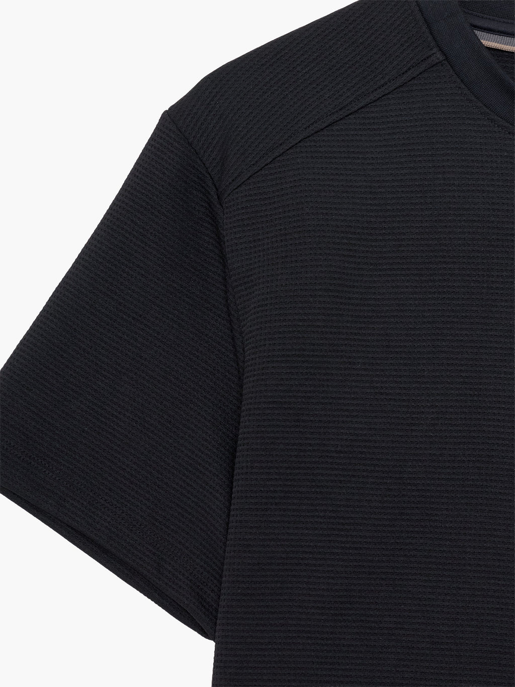 T-shirt en jersey gaufré noir à manches courtes