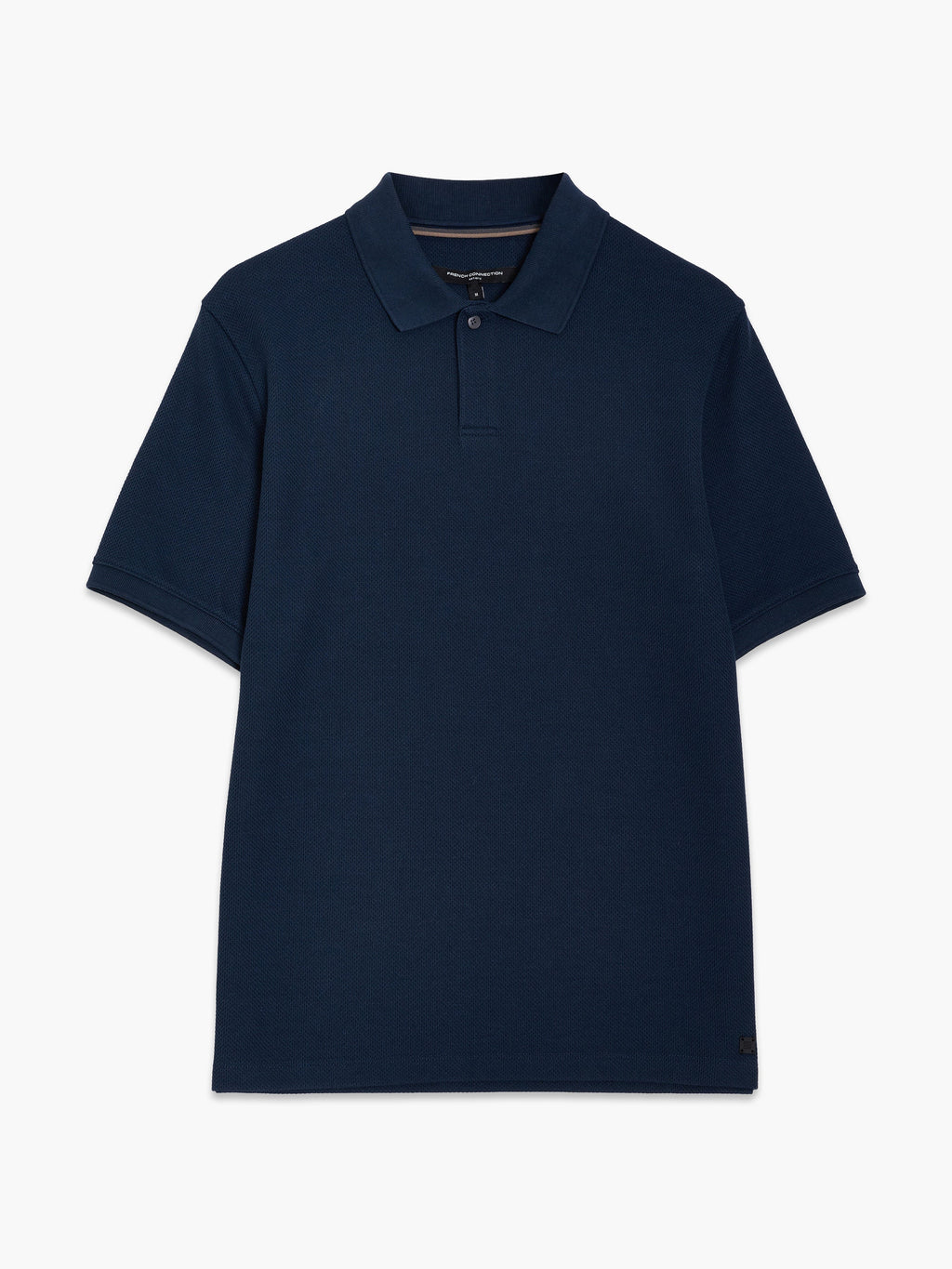 Polo à manches courtes marine avec patte de boutonnage dissimulée