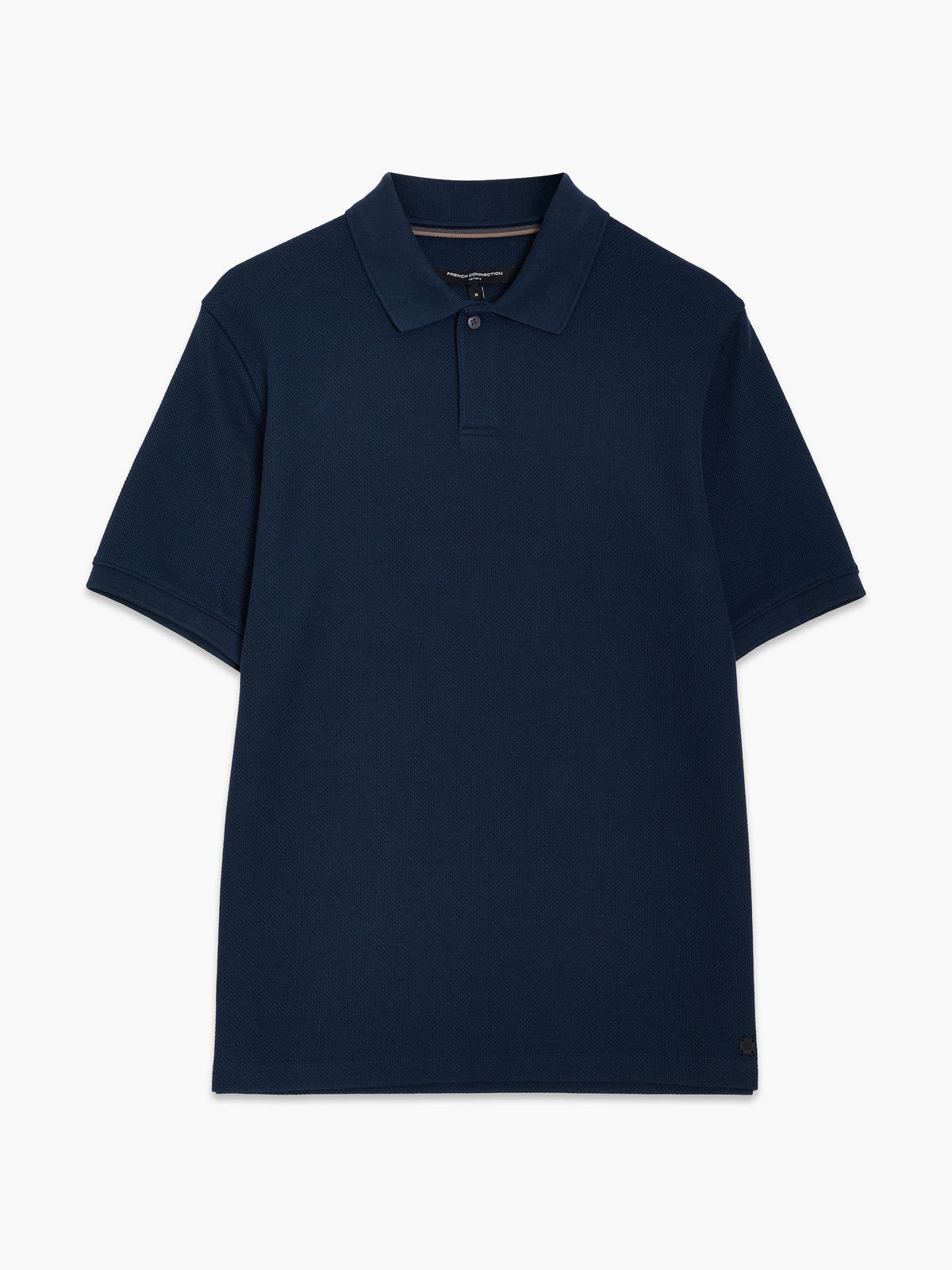 Polo à manches courtes marine avec patte de boutonnage dissimulée