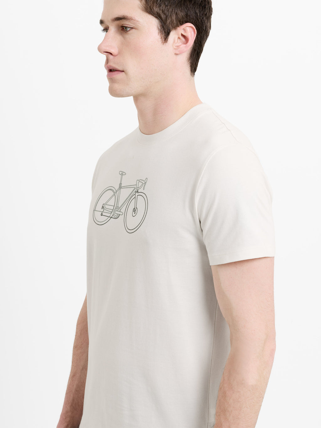 T-shirt blanc en coton biologique avec motif de vélo