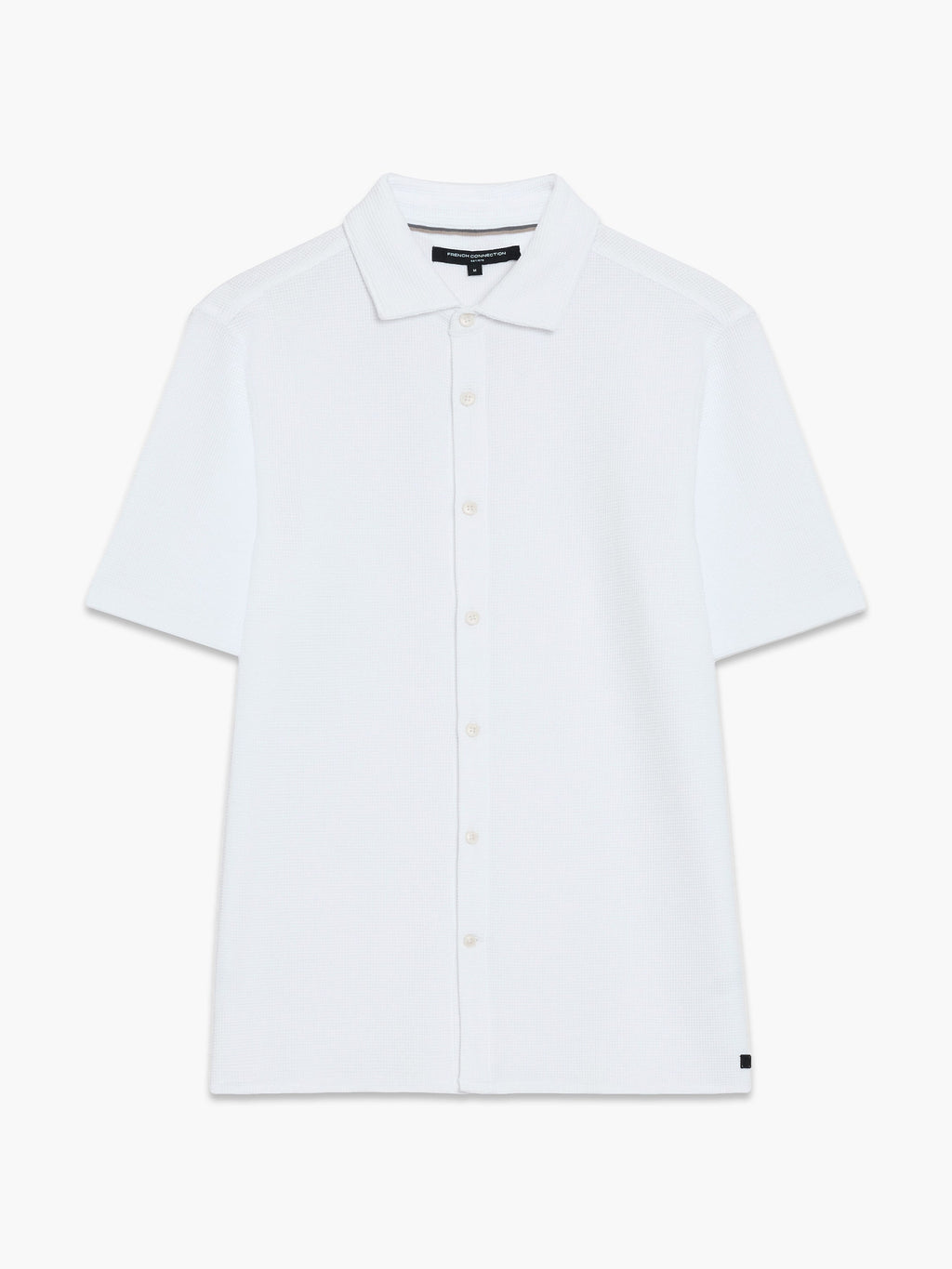 Chemise blanche texturée boutonnée à manches courtes