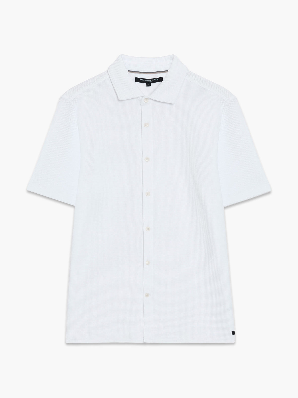 Chemise blanche texturée boutonnée à manches courtes
