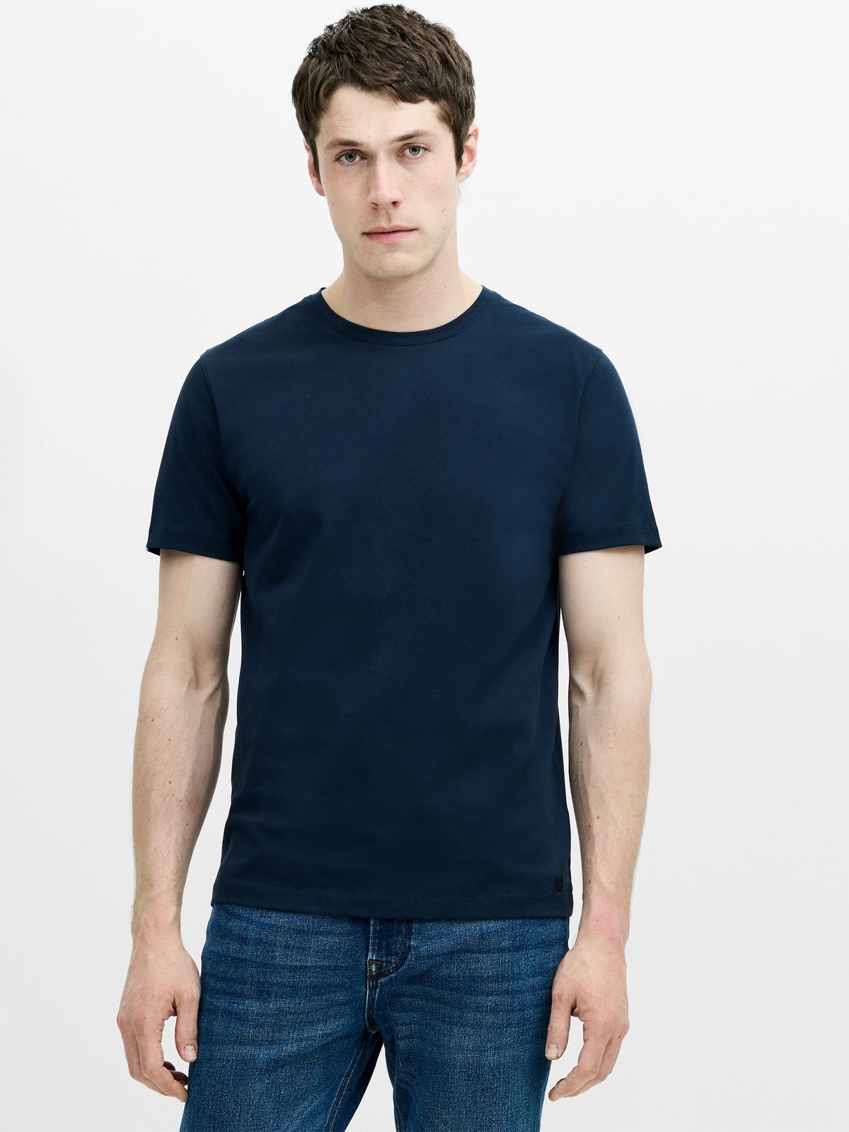 T-shirt texturé ottoman à manches courtes bleu foncé
