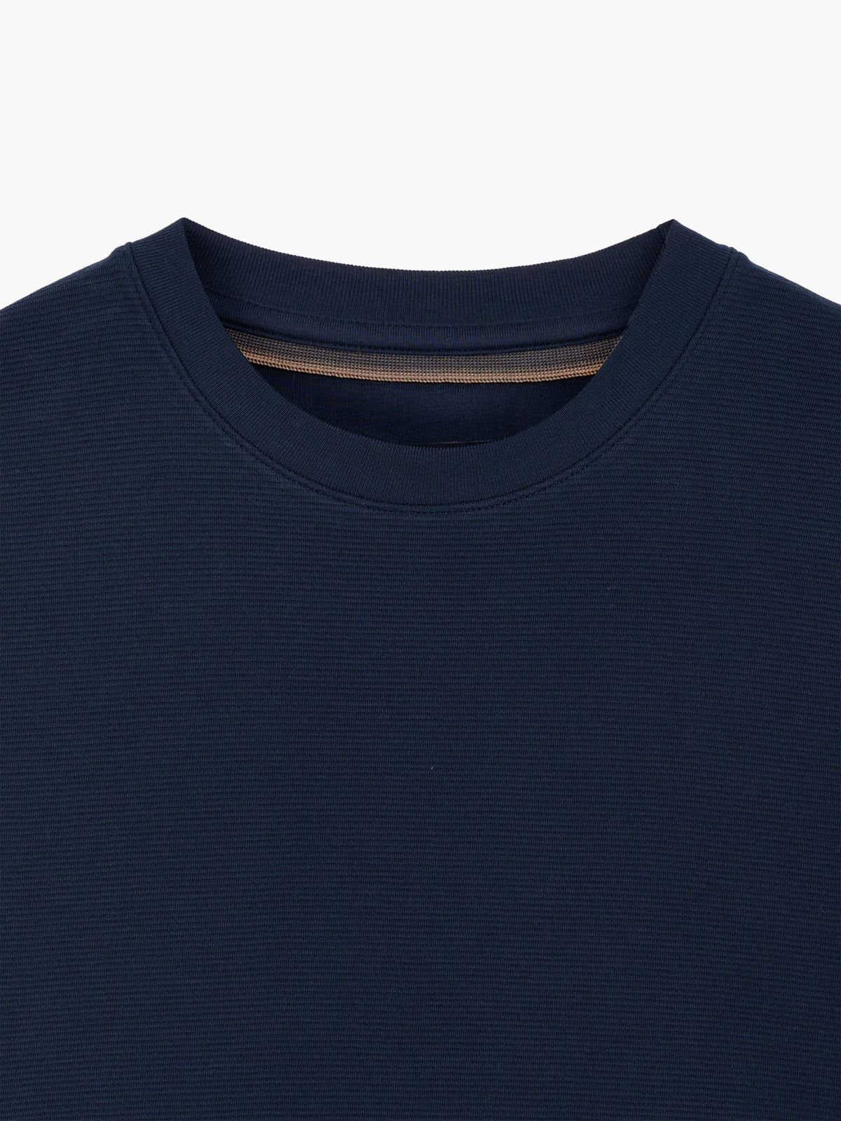 T-shirt texturé ottoman à manches courtes bleu foncé