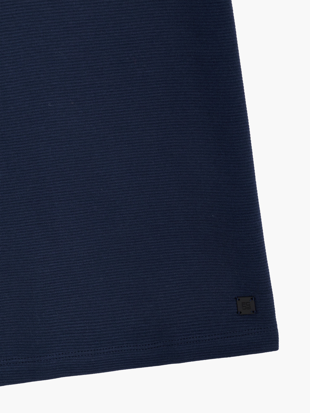 T-shirt texturé ottoman à manches courtes bleu foncé
