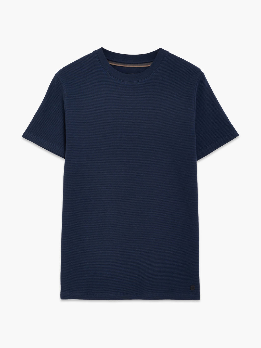 T-shirt texturé ottoman à manches courtes bleu foncé