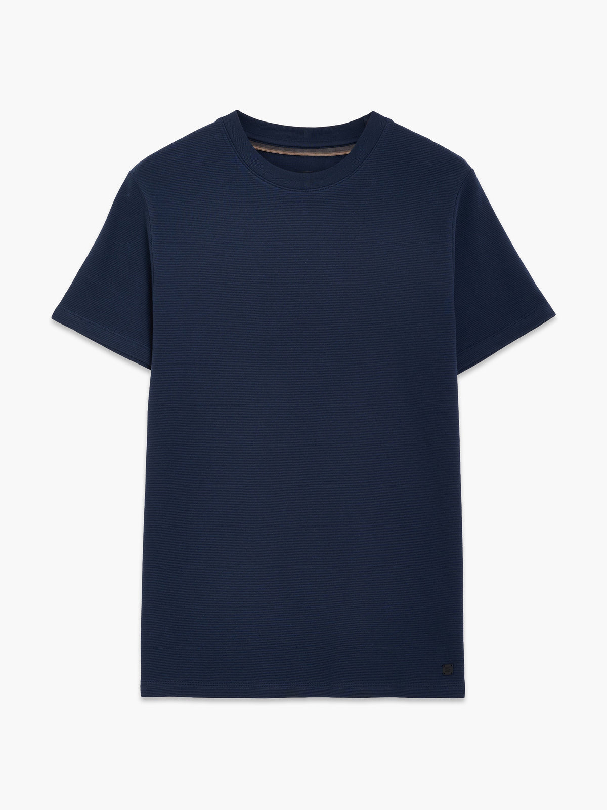 T-shirt texturé ottoman à manches courtes bleu foncé