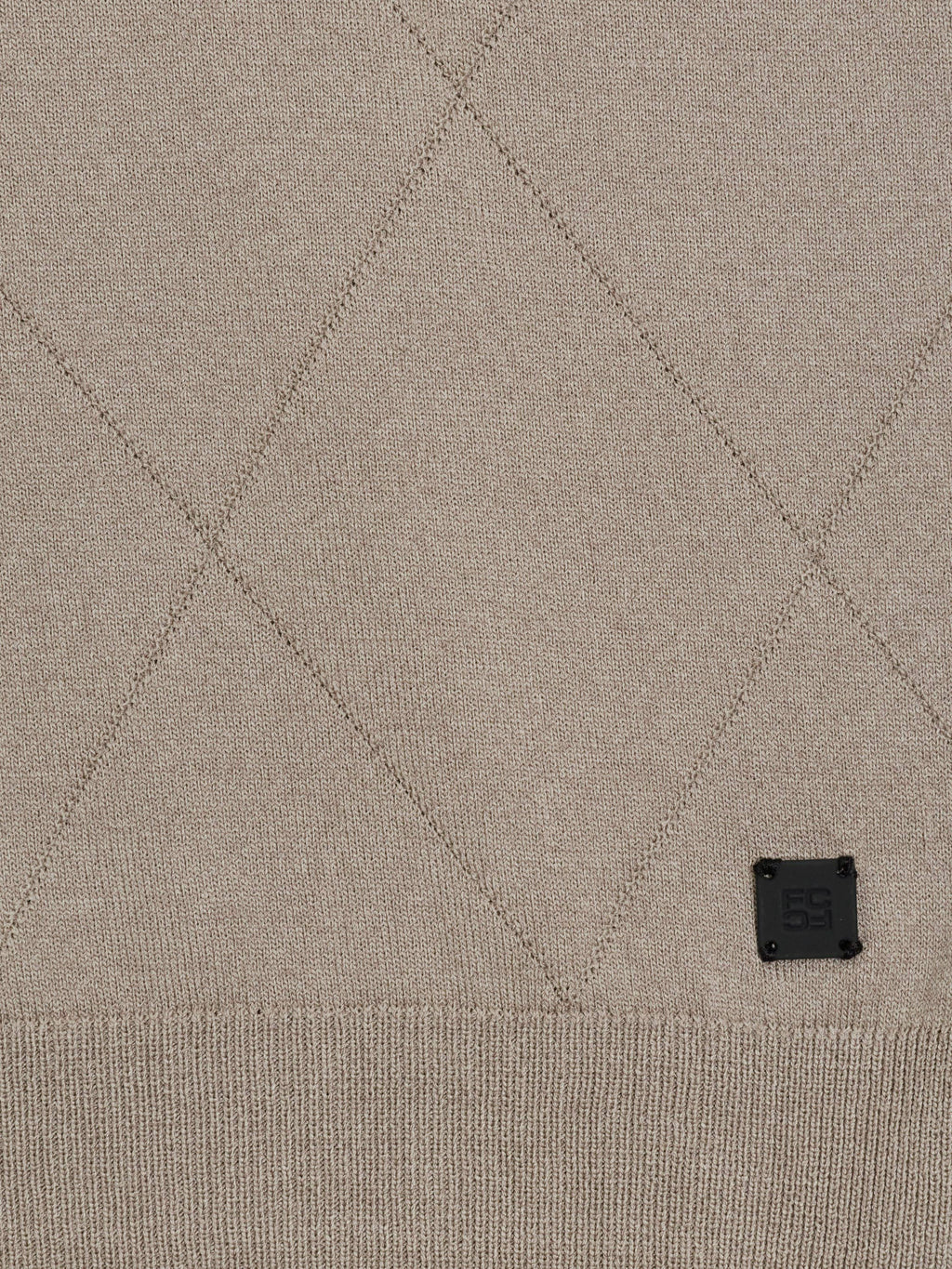 Polo en maille argyle ton sur ton marron clair à manches courtes